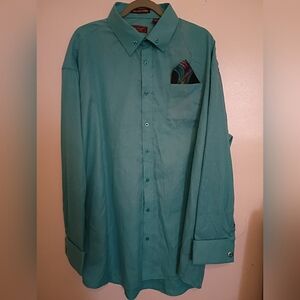 Henry Picard By Don Johnathan Elegant Teal Button-Down Shirt Sz 181/2 36/37